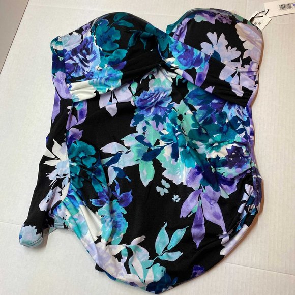NWT Calvin Klein Floral Strapless One Piece - Size 8 swimsuit - Picture 2 of 4